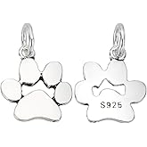 PH PandaHall 2pcs 925 Sterling Silver Paw Print Dog Charms, 10x11.5mm with Jump Ring, Unisex Animal Themed Charm for Jewellery Making