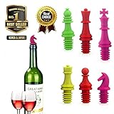 The Best Of Super Versatile Chess Shaped Silicon Caps - Bottle Stopper ( 6Pack ) For Wine | Beer | Champange | Alcohol | Vodka | Soy Sauce | Vinegar-Weather Resistance And Ultraviolet UV-Random Colors