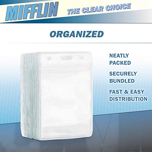 MIFFLIN Plastic Waterproof ID Badge Holders (Clear, 3.5x2.25 Inch, 250