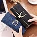 FUNOC Womens Envelope Leather Wallet Button Clutch Purse Long Handbag Zip Bag (Black)