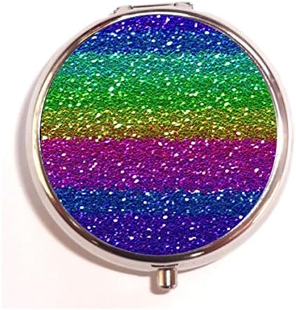 Bling Glitter Custom Image Round Silver Pill Case Box Unique Medicine Tablet Organizer or Coin Purse