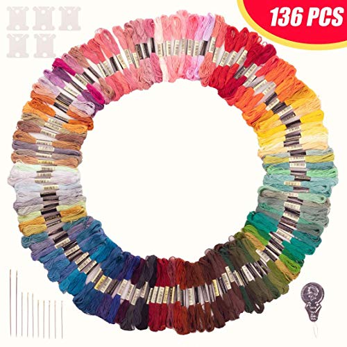 STOCKYFY Embroidery Thread Rainbow Color Embroidery Floss 120 Skeins & Accessories Per Pack Friendship Bracelets Cross Stitch Threads & Craft Floss