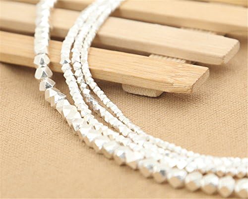 Luoyi Handmade Sterling Silver Faceted Beads for DIY Jewelry (S014G) (3mm)
