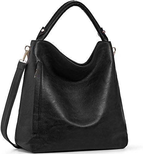 IYAFFA Women Handbags Designer PU Leather Shoulder Purse Ladies Hobo Top Handle Satchels Large Capacity Black