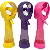 SEITG Water Misting Fan Portable Handheld Battery Powered Outdoor Cooling Spray Fans - 3 Pack (Yellow/Purple/Pink)