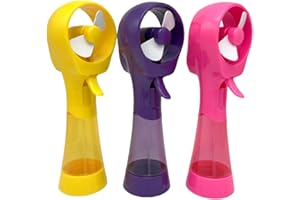 SEITG 3 Pack Elite Battery Powered Handheld Water Misting Fans Personal Outdoor Cooling Fan (Yellow/Purple/Pink)
