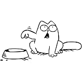 Polcatay Fuel Cap Sticker, Hungry Simons Cat and Empty Bowl Funny Decals, Waterproof Self-Adhesive Car Body Decoration Accessories for Pet Lovers, for Most Cars Home Laptops (Black #L)