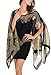 DJT Womens Paisley Print Chiffon Beachwear Poncho Bikini Cover Up Top X-Large Black