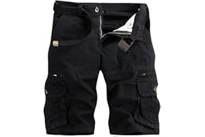 AKARMY Men's Lightweight Multi Pocket Cotton Casual Cargo Shorts,Outdoor Twill Camo Shorts with Zipper Pockets(No Belt)