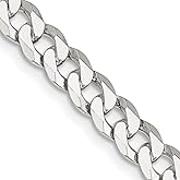 JewelryWeb 925 Sterling Silver 5.5mm Beveled Curb Chain Necklace 26 Inch Chain Necklace for Women and Men