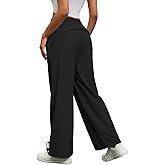 ZFLM Women's Elastic Waist Sports Pants Loose Casual Travel Pants Wide Legs High Waist Fitness Pants with Pocket