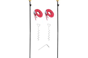 HUAALIUCHE RV Awning Tie Down Kit Pole with Red Strap, Awning Pole & Tie Down Kit Heavy Duty Campers,RV Awning Support Poles,Support System (Adjustable Length 78"-114") - 2 Pack