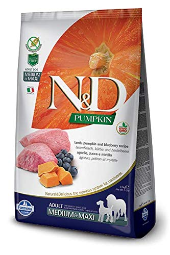 Farmina NandD Grain Free Pumpkin Lamb and Blueberry Adult Food, 12 kg (Medium and Maxi)