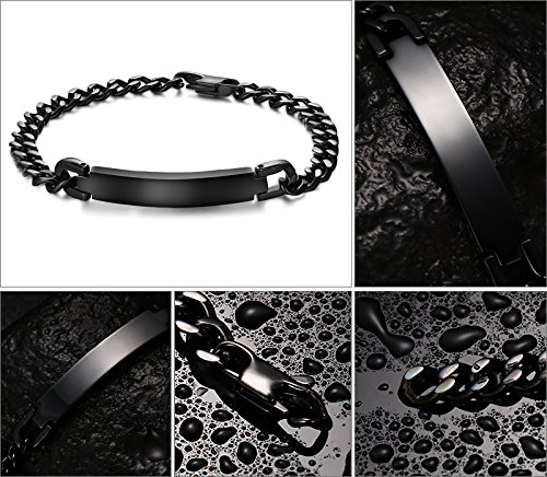 MPRAINBOW Personalized Free Engraving Custom Stainless Steel Link Chain Bracelet for Men,21.5cm,Adjustable