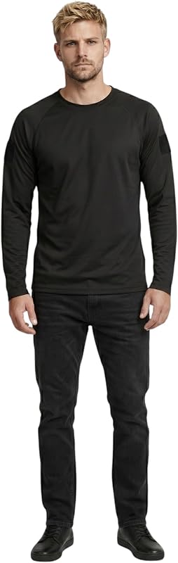 Camisa de manga comprida de secagem rápida, Cor: preta, Tamanho: M