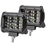 LED Pods, AKD Part 4 inch 72W LED Pods Spot Light Off Road Work Light OSRAM Quad Row Off Road Driving Lights LED Fog Lights for Truck Boat Jeep SUV ATV Motor, 2 Yrs Warranty
