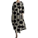 ACWUMU Women's Flowy Oversized Baggy Colorful Boho Floral Printed Maxi Dresses Loose Casual Long Sleeve Dress