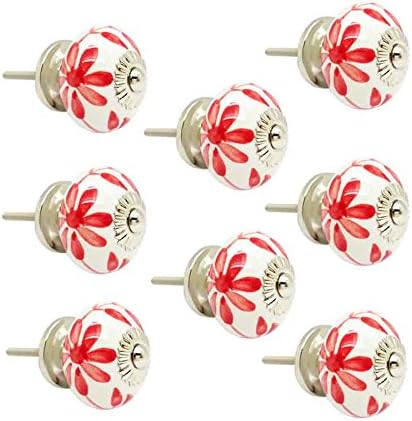 JP Hardware Pack of 8 Ceramic Knobs for Cabinets & Cupboards| Drawer Pulls