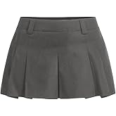 SweatyRocks Women's Low Waist Pleated Mini Skirt A Line Ruffled Skater Skirts