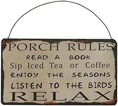 Accenthome Porch Rules Metal Antique Wisdom Sign Wall Decor 7.75" H
