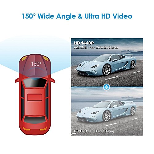 Car Dash Cam, AZDOME DVR Dashboard Hidden Camera Recorder 2.31" LCD Full HD 1440P 150° Wide Angle,Loop Recording,G-Sensor,Parking Monitor,Motion Detection with GPS
