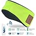Rotibox Lightweight Sweatproof Bluetooth Headband Headphone Headset Audio Music Speakerphone w/Stereo Speaker Microphone Hands-Free for Sports Gym Exercise Skiing Running, Neon Green