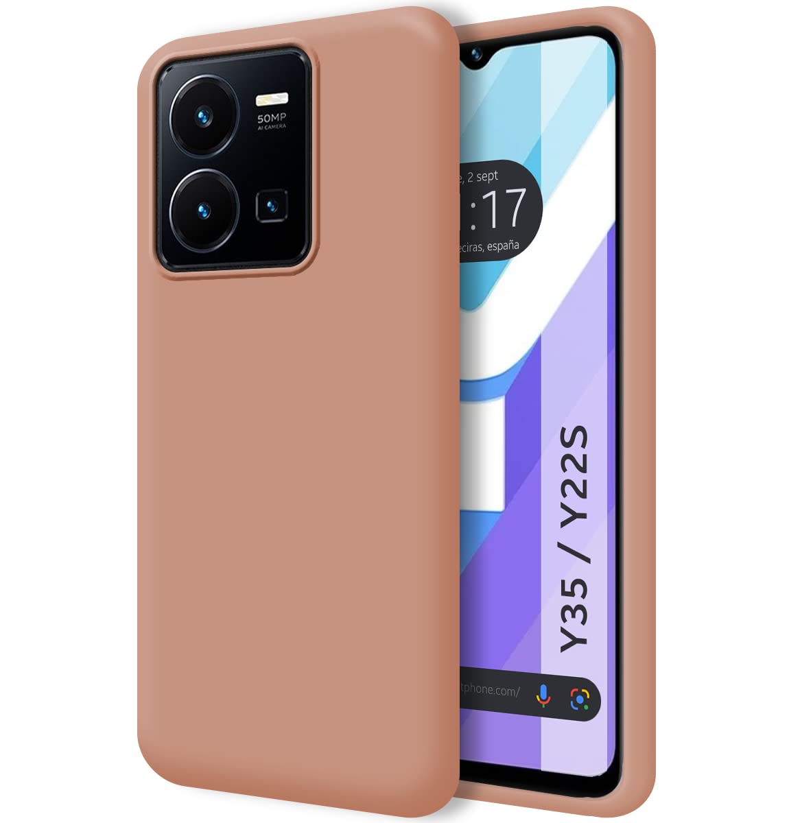 Tumundosmartphone Silicone Liquid Ultra Soft Case for Vivo Y35/Y22s Pink
