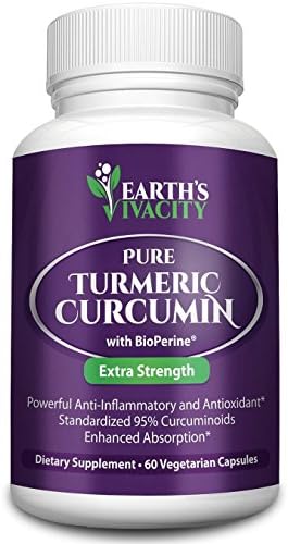 Turmeric Curcumin with BioPerine Black Pepper Extract - 60 Veg. Capsules - GMO Free Tumeric, Standardized to 95% Curcuminoids for Maximum Potency