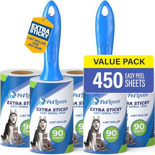 Petlovers Extra Klebrige Fusselrolle Mega Value Set 450 Blatt Für Die Tierhaarentfernung Hunde- Und Katzenfusselentfernung 5 Stück