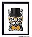 Gold Foil Art Print - Mr. Catsanova Nerdy Gentleman Cat with Gold Foil Bow and Glasses 8x10 inches