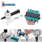DOMOM Zipbite & Contour Duplication Gauge - Nibbler Cutter Drill Attachment Double Head Metal Sheet- Wrench and Parts,Tool Black Set