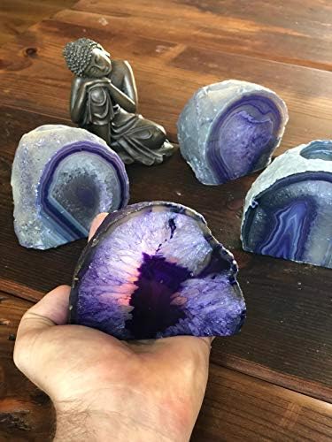 Large Purple Agate End Microcrystalline Quartz Tealight Candle Holder Ornament Gift