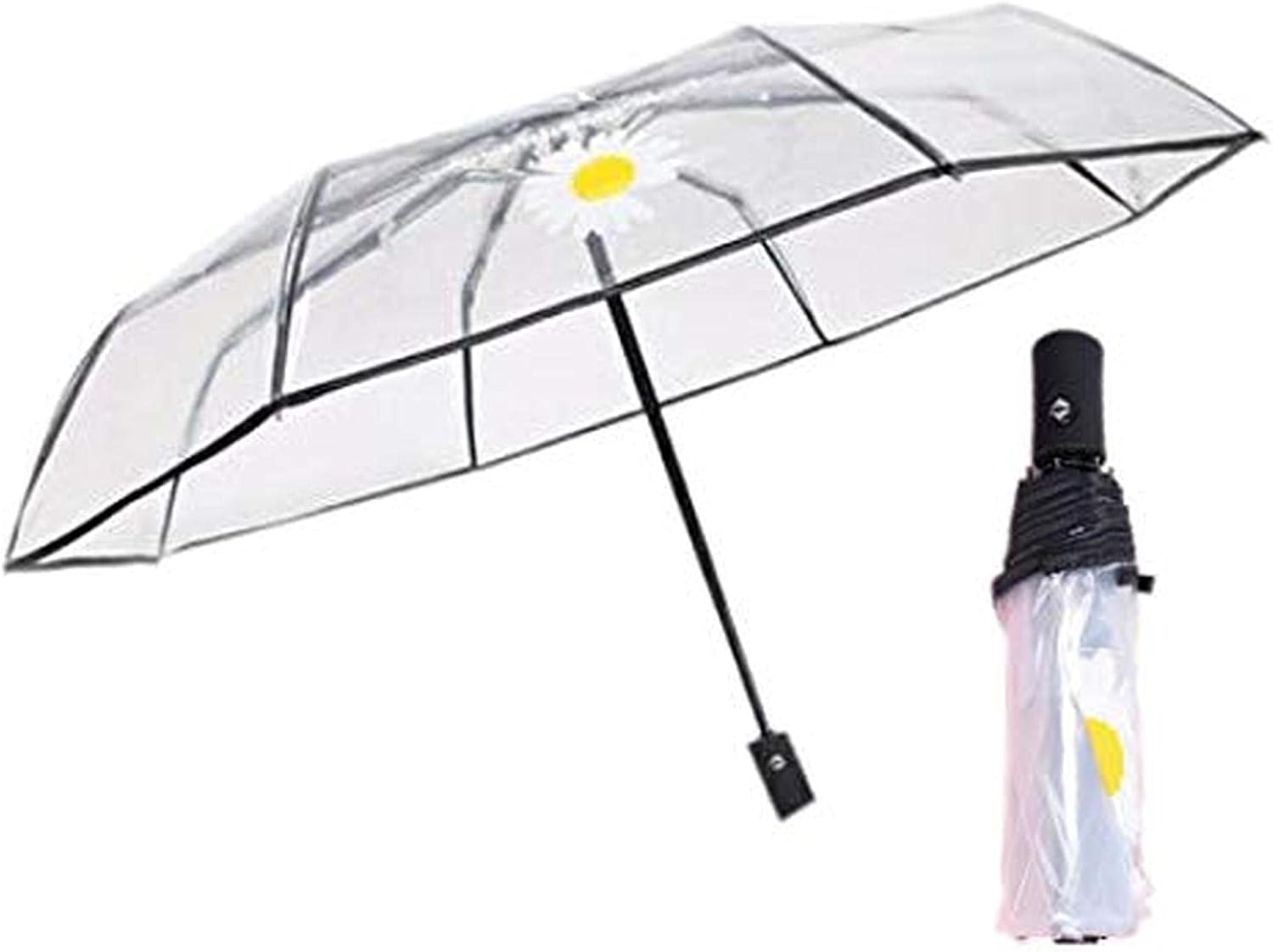 Transparent Umbrella Automatic Compact Folding Windproof Rain With