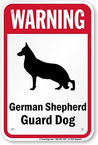 Warning German Shepherd Guard Dog (with Graphic) Sign, 18" x 12"