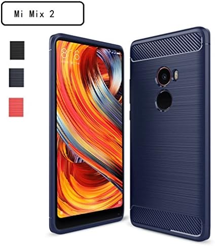 Xiaomi Mi Mix 2 Case, Sfmn Carbon Fiber Shock Resistant Brushed Texture Soft TPU Phone case Anti-fingerprint Flexible Full-body Protective Cover For Xiaomi Mi Mix 2 (Blue)