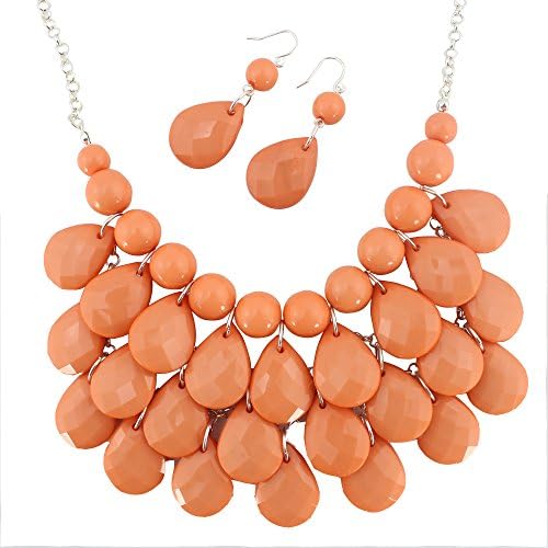 Coral Bubble Necklace Earrings Sets Bubble Jewelry Sets for Women (B-0029)