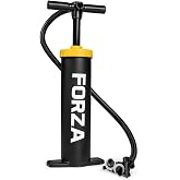 FORZA Double Action Hand Air Pump &ndash; Portable High-Volume Inflatable Pump with 5 Nozzle Adapters &ndash; Ideal for Airbeds, Kayaks, Boats, Toys &amp; Football Training Equipment