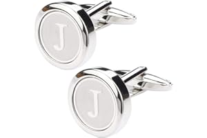 Dannyshi Mens Classic Stainless Steel Initial Cufflinks 26 Alphabet Initial Letter Cufflinks Business Wedding Shirts A-Z