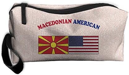 Macedonian American Flag Portable Receiving Bag Make-up Cosmetic Bag Sewing Kit Stationery Bags Multi-function Bag