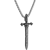 Gothic Silver Black Sword Pendant Necklace, Unique Non Tarnish Silver Plated Sword Choker Necklace Trendy Halloween Christmas Grunge Necklaces for Women Men