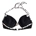 MissTalk Women's Push up Padded Halter Bikini Sets Bikini Top Bottom(Black and Leopard Strap S)
