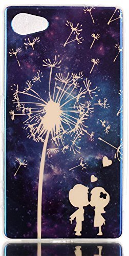 Sony Xperia Z5 Compact Mini Case AIYZE Blue Light Soft TPU Gel Slim Protective Back Case with Universal Silicone Mobile Phone Stand for Sony Xperia Z5 Mini ( Lovers Dandelion )