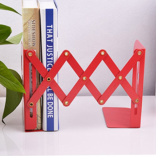 SatisInside Modern Reinforced Metal Retractable Bookends Book Racks (Red) - Thumbnail 6
