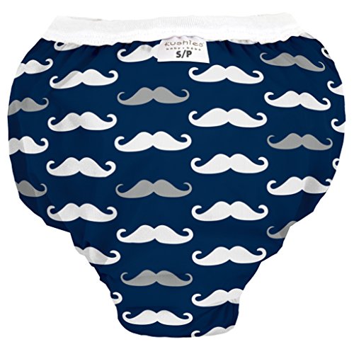 Kushies Baby Waterproof Training Pant, Navy, 38-44 Pounds, Mustache, X-Large