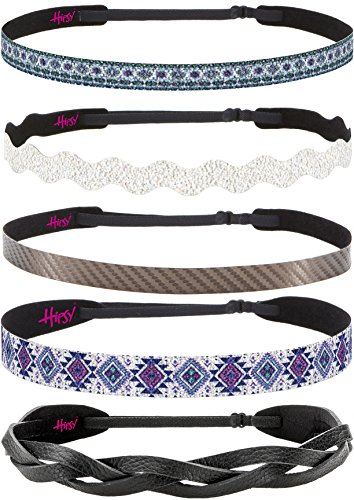 Hipsy Women's Adjustable Cute Fashion Headbands Hairband Gift Pack (5pk Braided & Hippie Headband Multi Pack)