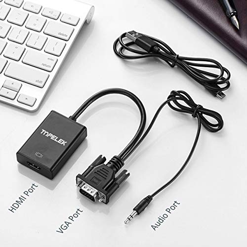TOPELEK VGA to HDMI Converter Adapter, Output 1080P VGA Male to HDMI Female Audio Video Cable Converter Adapter, for HDTV/AV/HDTV, Suppl an USB Cable - Thumbnail 7