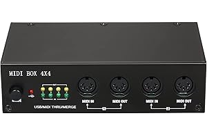 UM4X4 USB MIDI Interface 4 in /4 Out 64 MIDI Channels 4i/4o + Merge 2i4o MIDI Box 4X4