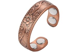 Vicmag Copper Magnetic Ring for Women Men 100% Solid Pure Copper Adjustable with Jewelry Gift Box