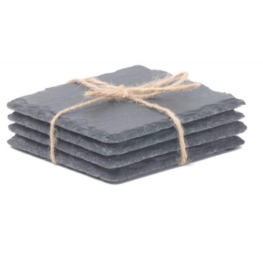 Red Hamper SL001 Drinks Square Slate Coaster Set 4, Wicker