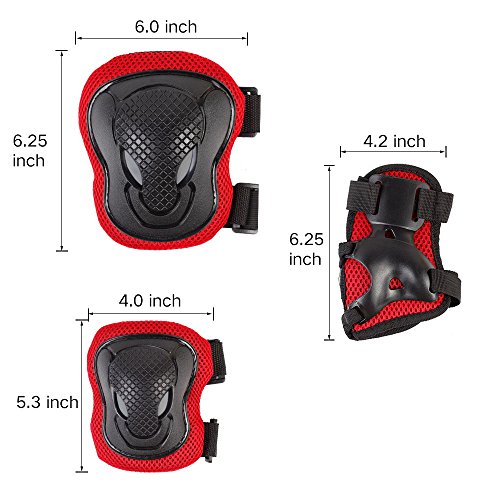 Rayhome Sports Protective Gear Skating Knee Elbow Support Pads Set outdoors Safety Protection for Scooter, Skateboard, Bicycle, Rollerblades (red)